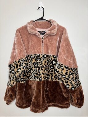 UGG Colorblock Plush Zip Jacket - Pink, Leopard & Brown